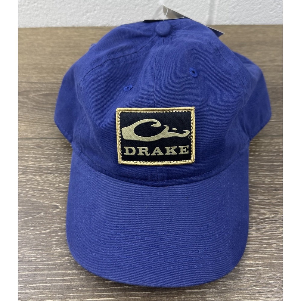 Drake Waterfowl Embroidered‎ Logo Cotton Hat Cap Blue Metal Buckle & Tuck Close